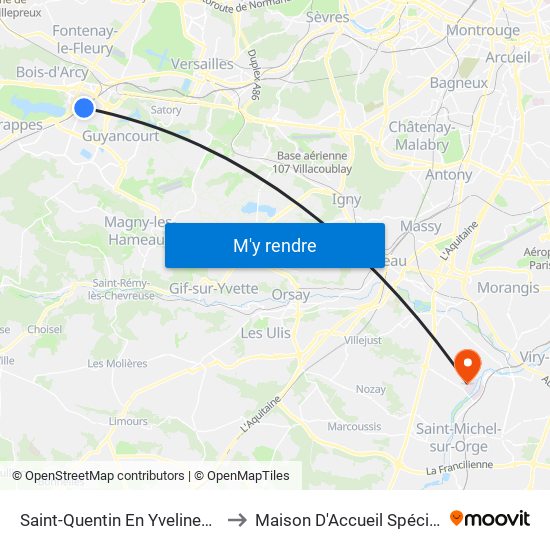 Saint-Quentin En Yvelines - Montigny-Le-Bretonneux to Maison D'Accueil Spécialisée Les Jours Heureux map
