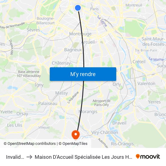 Invalides to Maison D'Accueil Spécialisée Les Jours Heureux map