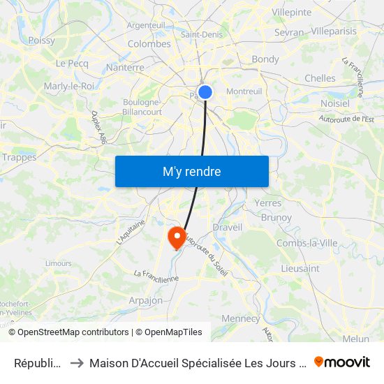 République to Maison D'Accueil Spécialisée Les Jours Heureux map