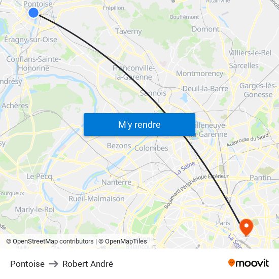 Pontoise to Robert André map