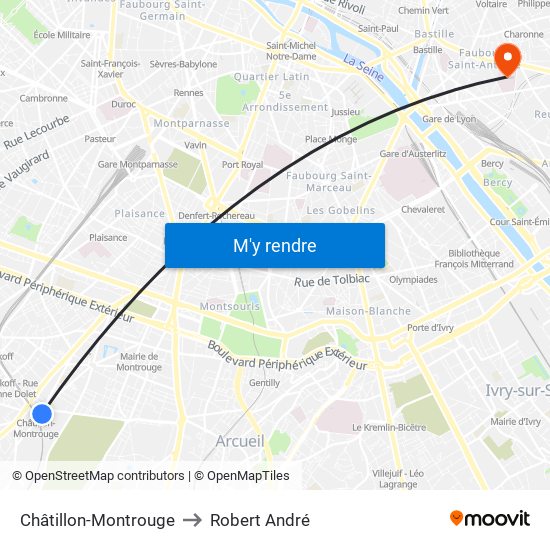 Châtillon-Montrouge to Robert André map