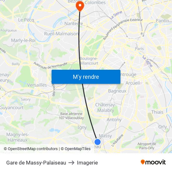 Gare de Massy-Palaiseau to Imagerie map