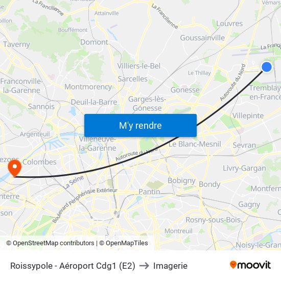 Roissypole - Aéroport Cdg1 (E2) to Imagerie map