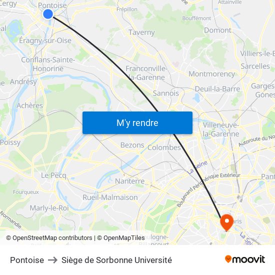 Pontoise to Siège de Sorbonne Université map