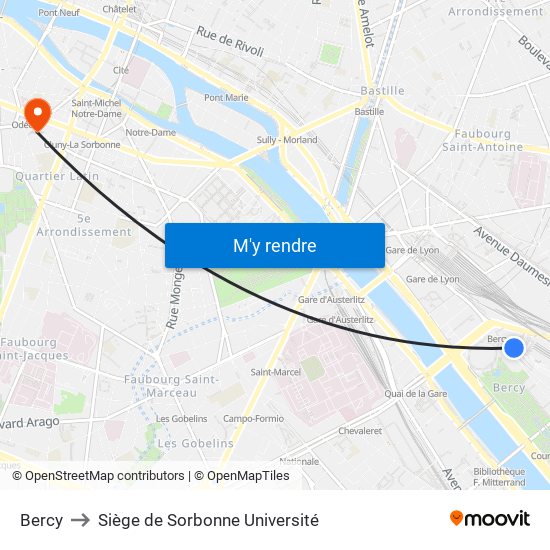 Bercy to Siège de Sorbonne Université map