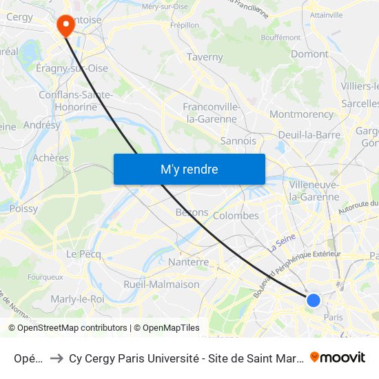 Opéra to Cy Cergy Paris Université - Site de Saint Martin map