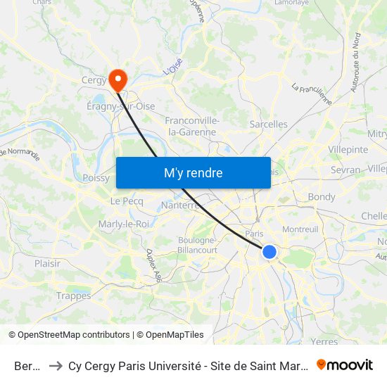 Bercy to Cy Cergy Paris Université - Site de Saint Martin map