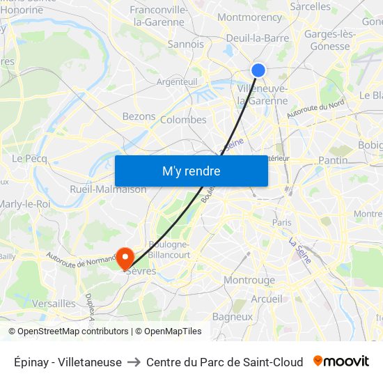 Épinay - Villetaneuse to Centre du Parc de Saint-Cloud map