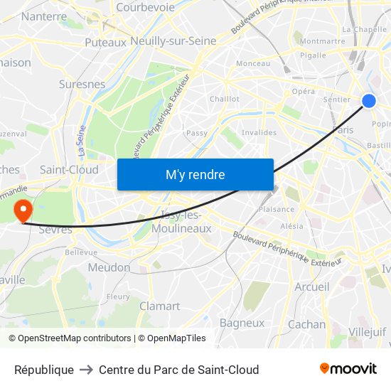 République to Centre du Parc de Saint-Cloud map