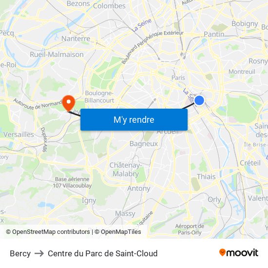 Bercy to Centre du Parc de Saint-Cloud map