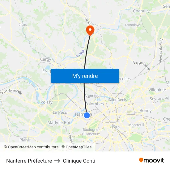 Nanterre Préfecture to Clinique Conti map