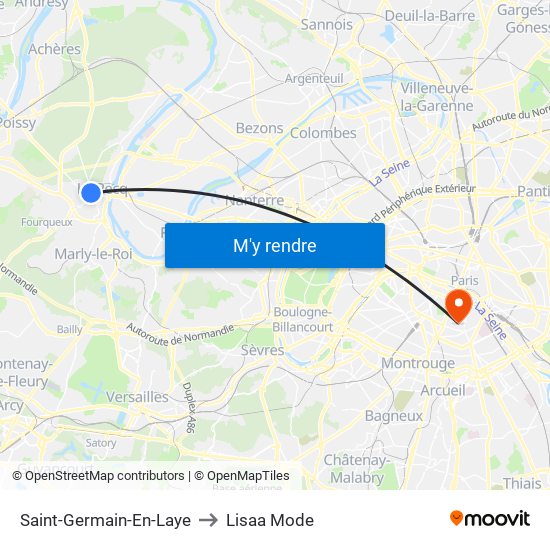Saint-Germain-En-Laye to Lisaa Mode map