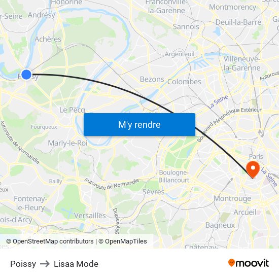 Poissy to Lisaa Mode map