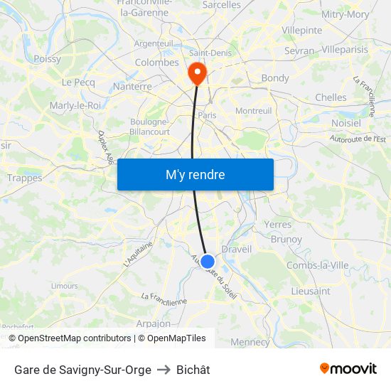 Gare de Savigny-Sur-Orge to Bichât map