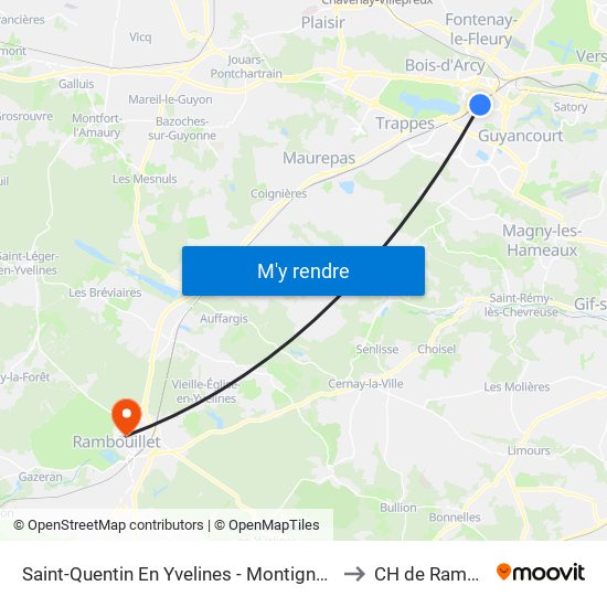 Saint-Quentin En Yvelines - Montigny-Le-Bretonneux to CH de Rambouillet map