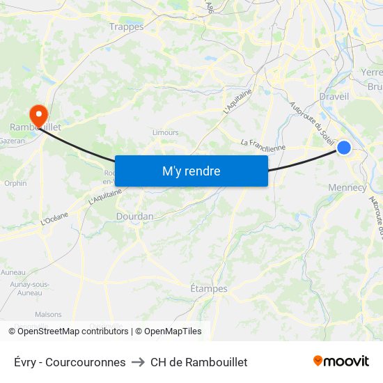 Évry - Courcouronnes to CH de Rambouillet map