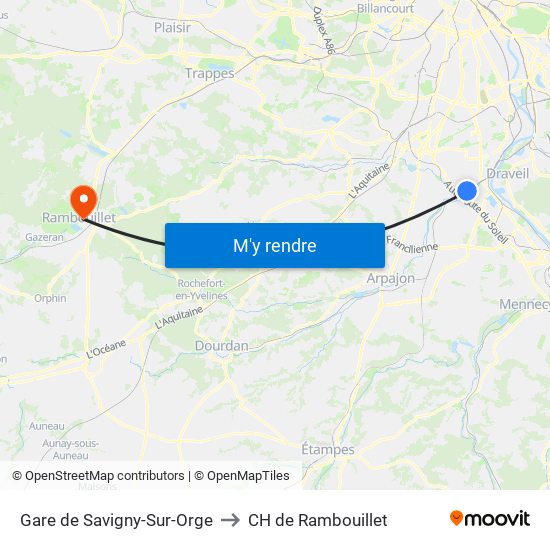 Gare de Savigny-Sur-Orge to CH de Rambouillet map