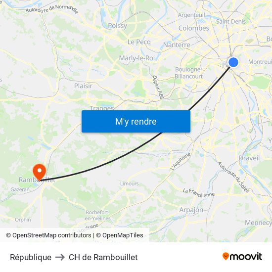 République to CH de Rambouillet map