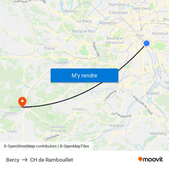 Bercy to CH de Rambouillet map