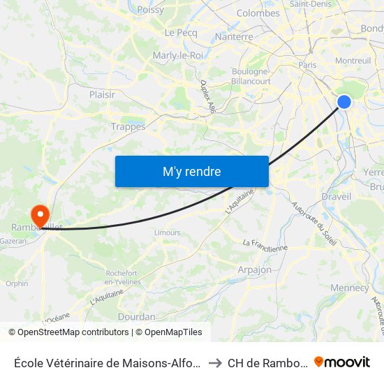 École Vétérinaire de Maisons-Alfort - Métro to CH de Rambouillet map