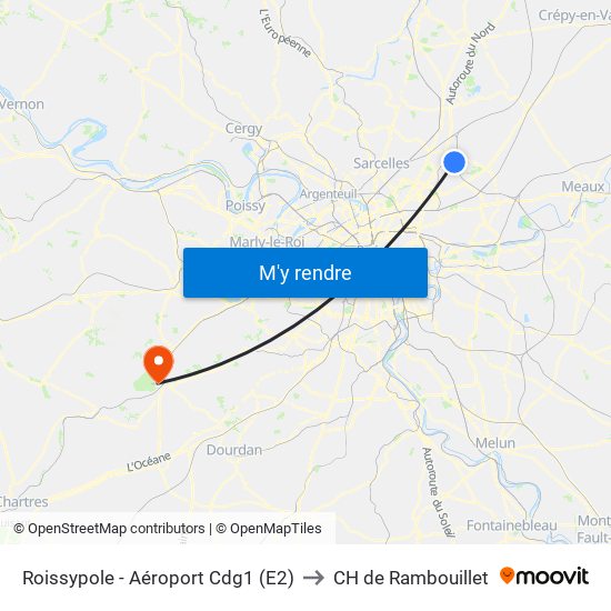 Roissypole - Aéroport Cdg1 (E2) to CH de Rambouillet map