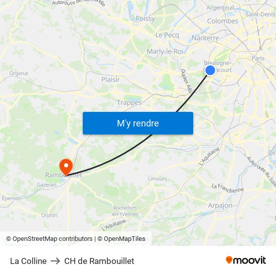 La Colline to CH de Rambouillet map