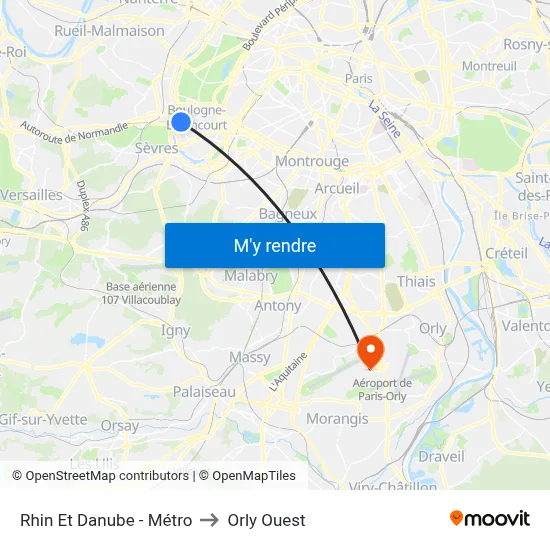 Rhin Et Danube - Métro to Orly Ouest map