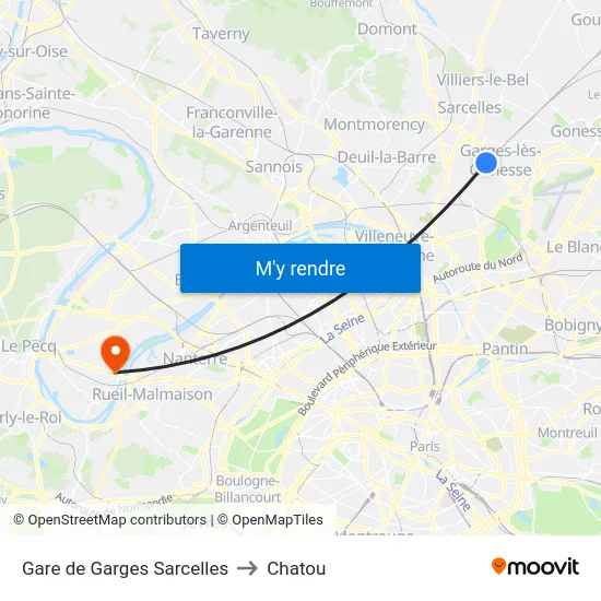 Gare de Garges Sarcelles to Chatou map