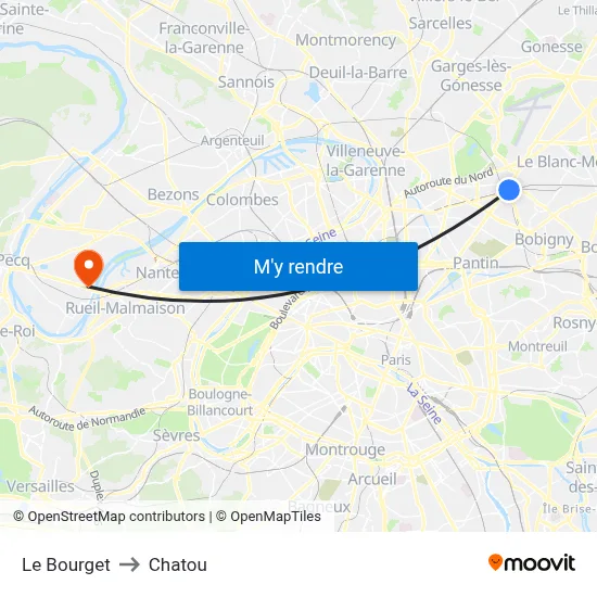 Le Bourget to Chatou map