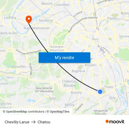 Chevilly-Larue to Chatou map