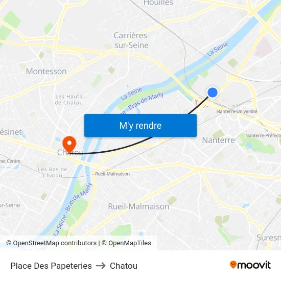 Place Des Papeteries to Chatou map