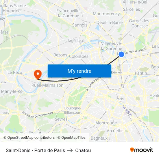 Saint-Denis - Porte de Paris to Chatou map
