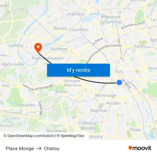 Place Monge to Chatou map