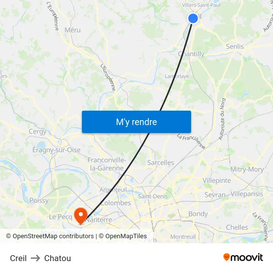 Creil to Chatou map