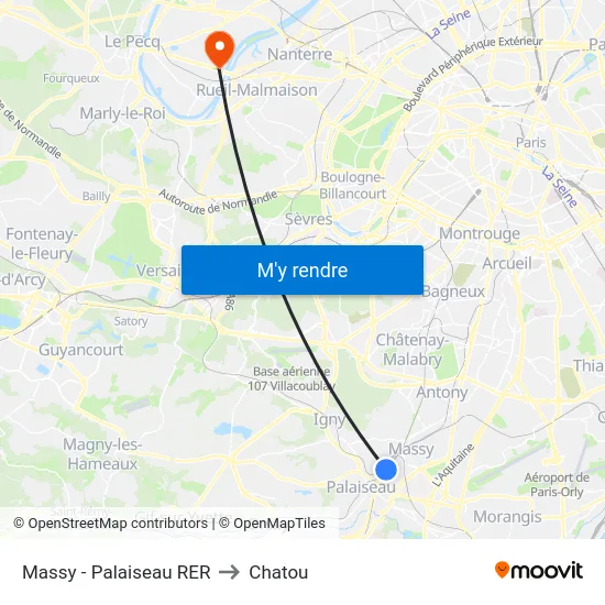 Massy - Palaiseau RER to Chatou map