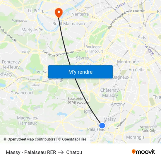 Massy - Palaiseau RER to Chatou map