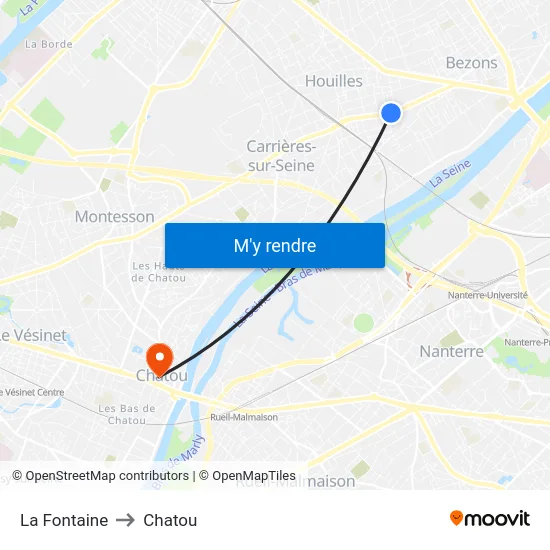 La Fontaine to Chatou map