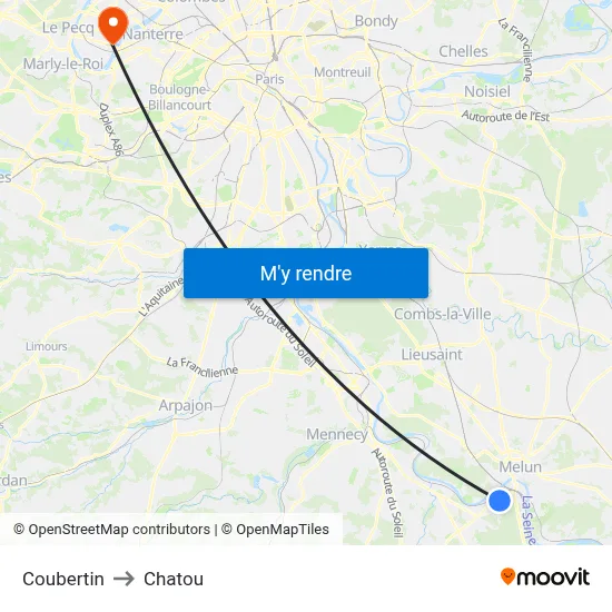 Coubertin to Chatou map