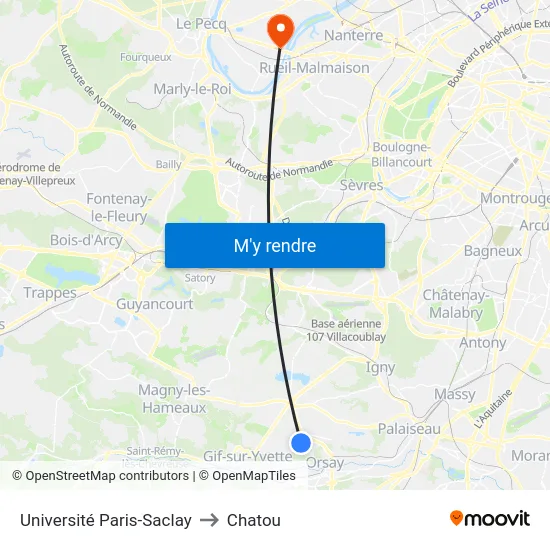 Université Paris-Saclay to Chatou map