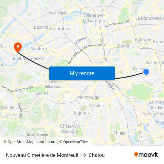 Nouveau Cimetière de Montreuil to Chatou map