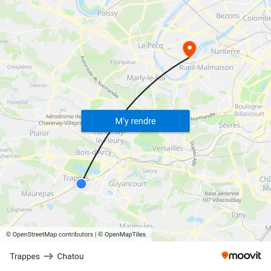 Trappes to Chatou map