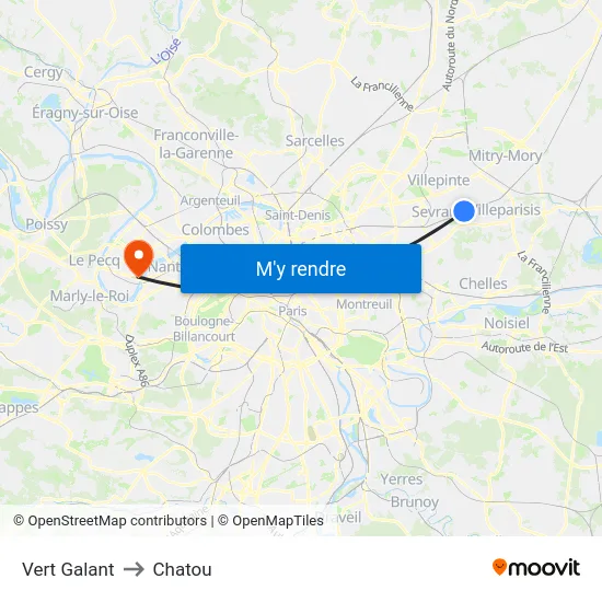 Vert Galant to Chatou map