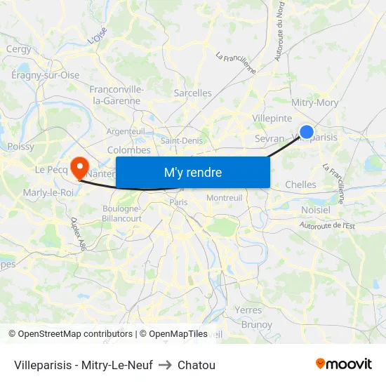 Villeparisis - Mitry-Le-Neuf to Chatou map