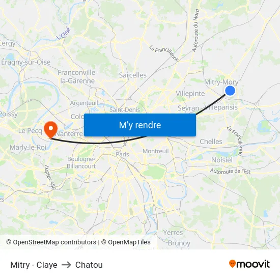 Mitry - Claye to Chatou map
