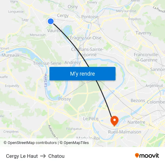 Cergy Le Haut to Chatou map