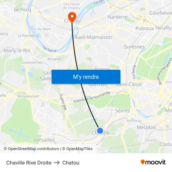 Chaville Rive Droite to Chatou map