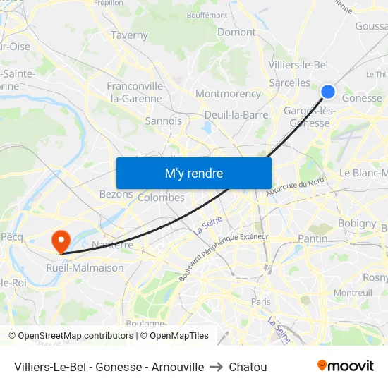 Villiers-Le-Bel - Gonesse - Arnouville to Chatou map