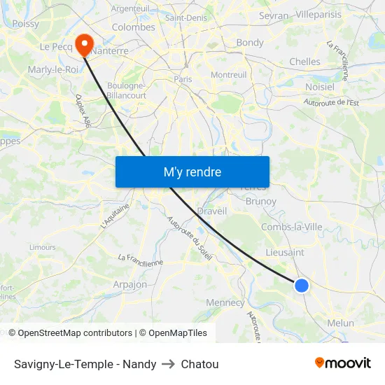 Savigny-Le-Temple - Nandy to Chatou map