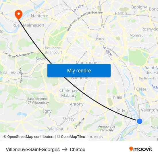 Villeneuve-Saint-Georges to Chatou map