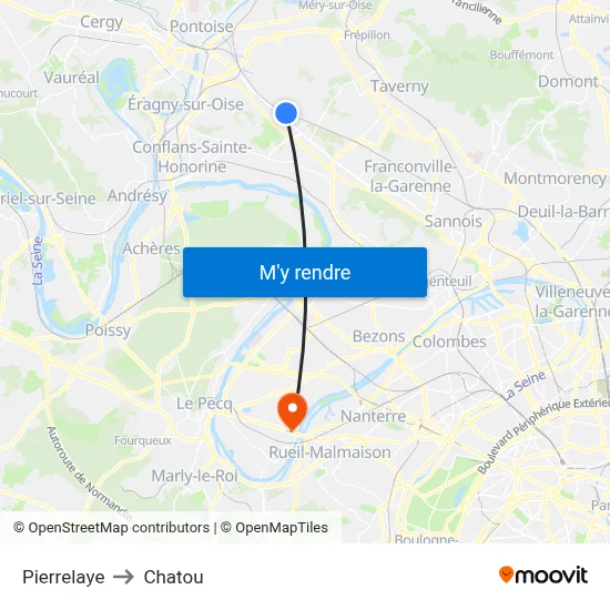 Pierrelaye to Chatou map